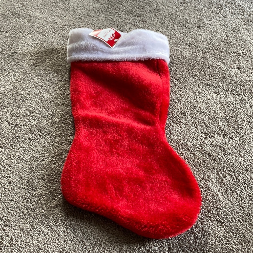 Holiday Time Plush Red White Christmas Stocking Holiday Decor